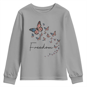 Butterfly Of Freedom American Pride Youth Sweatshirt TS12 Sport Gray Print Your Wear