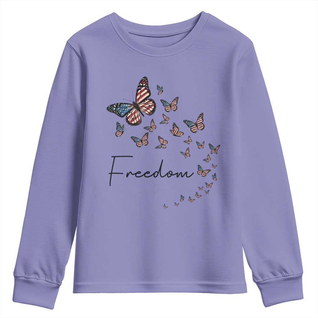 Butterfly Of Freedom American Pride Youth Sweatshirt TS12 Violet Print Your Wear