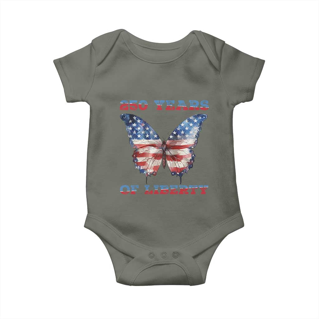 Patriotic Butterfly Baby Onesie 250 Years Of Liberty TS12 Military Green Print Your Wear