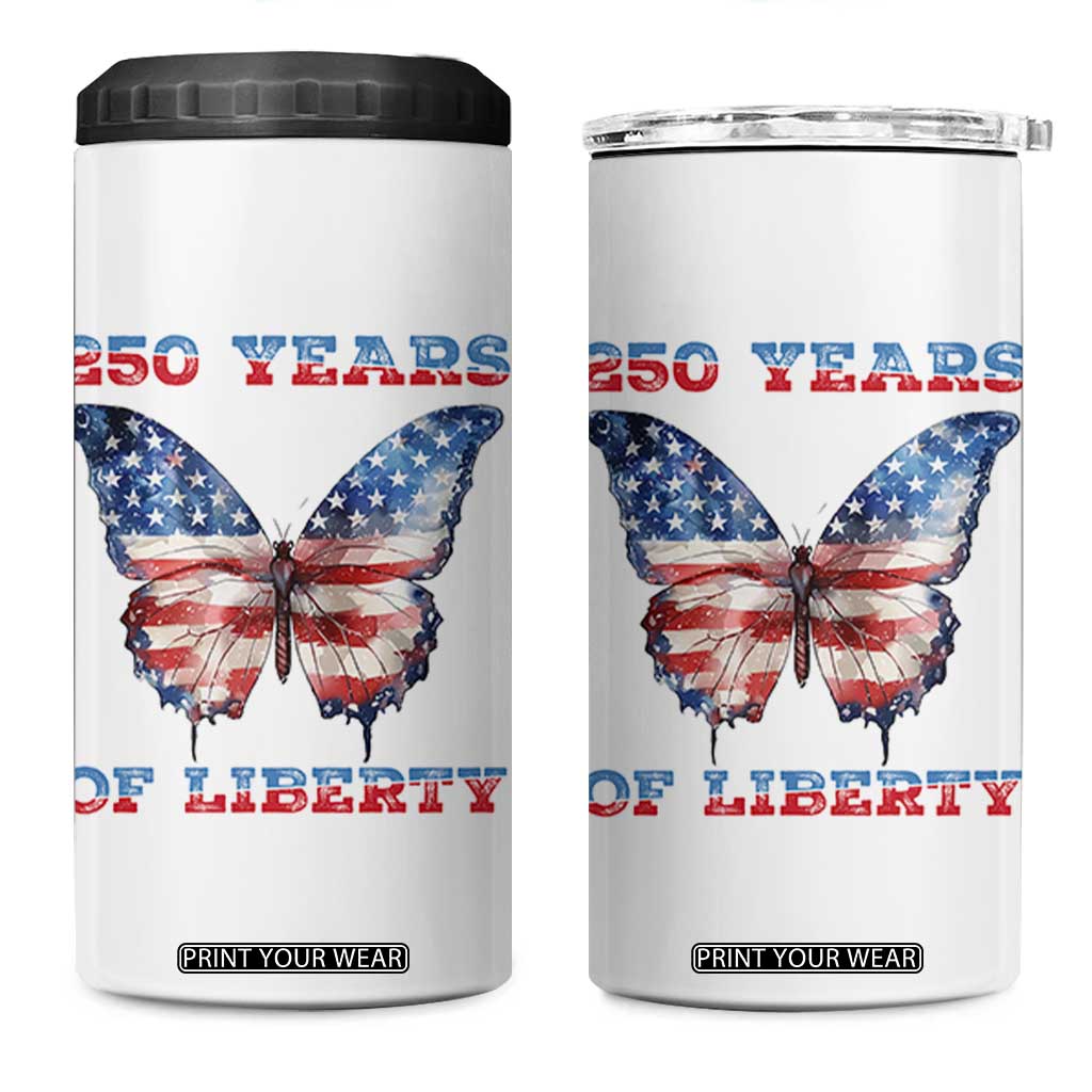 Patriotic Butterfly 4 in 1 Can Cooler Tumbler 250 Years Of Liberty TS12 One Size: 16 oz White Print Your Wear