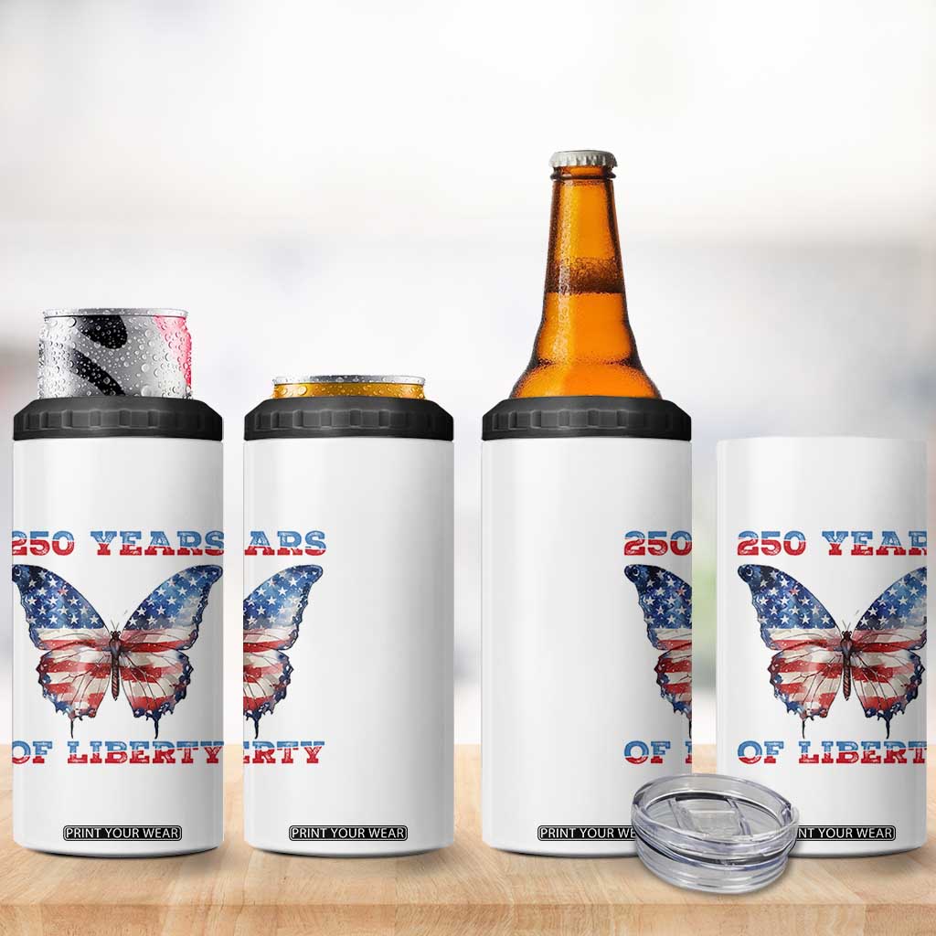 Patriotic Butterfly 4 in 1 Can Cooler Tumbler 250 Years Of Liberty TS12 Print Your Wear