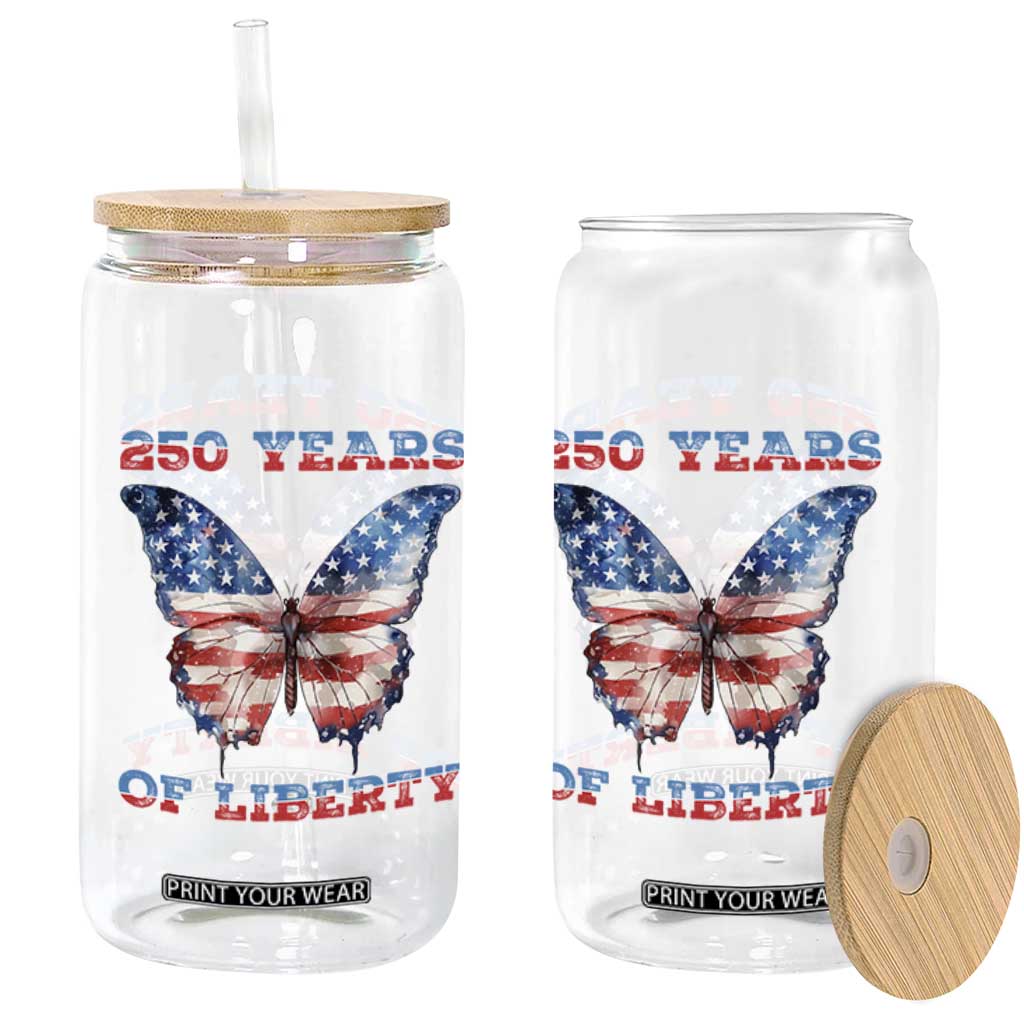 Patriotic Butterfly Glass Can 250 Years Of Liberty TS12 Print Your Wear