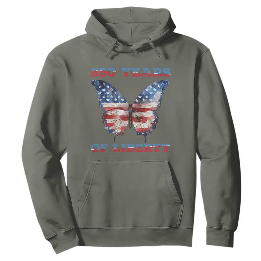 Patriotic Butterfly Hoodie 250 Years Of Liberty TS12 Military Green Print Your Wear