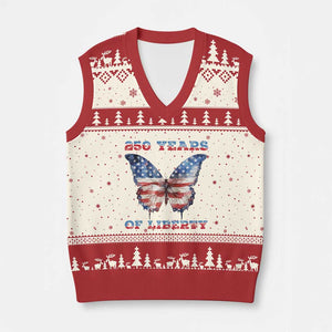 Patriotic Butterfly V-Neck Knit Sweater Vest 250 Years Of Liberty TS12 Beige Red Print Your Wear