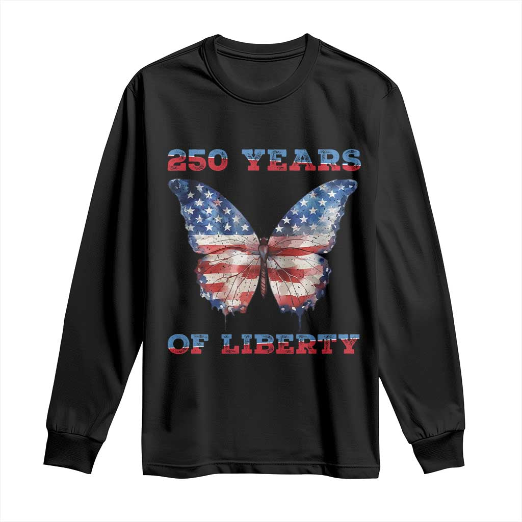 Patriotic Butterfly Long Sleeve Shirt 250 Years Of Liberty TS12 Black Print Your Wear