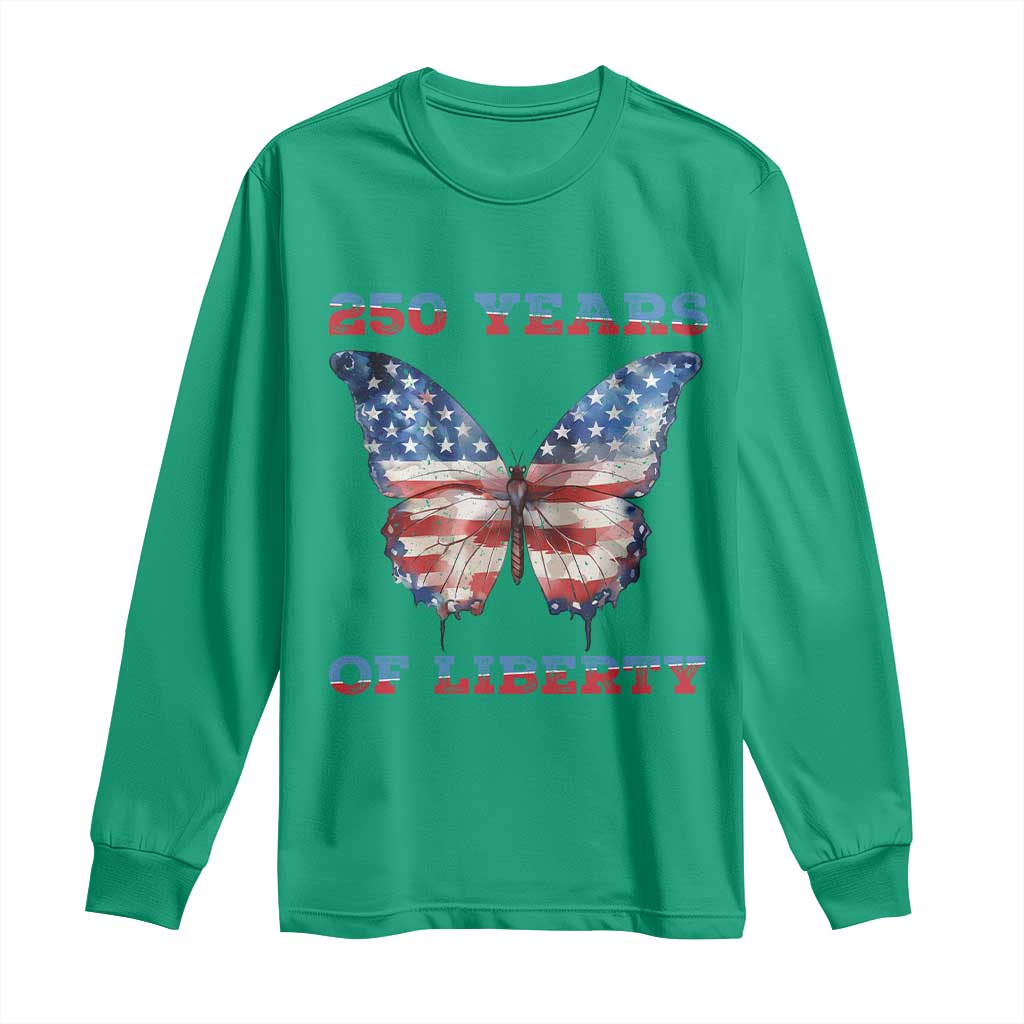 Patriotic Butterfly Long Sleeve Shirt 250 Years Of Liberty TS12 Irish Green Print Your Wear