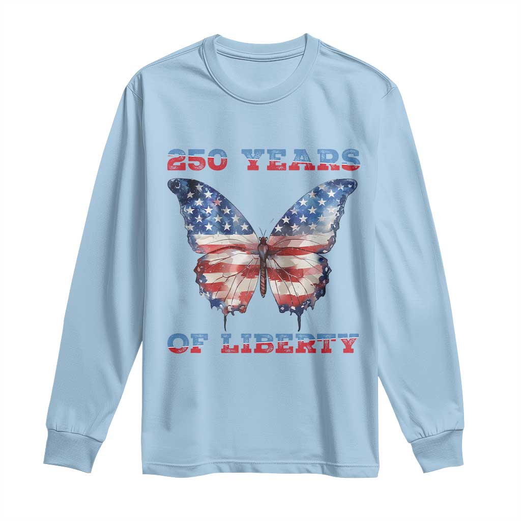 Patriotic Butterfly Long Sleeve Shirt 250 Years Of Liberty TS12 Light Blue Print Your Wear