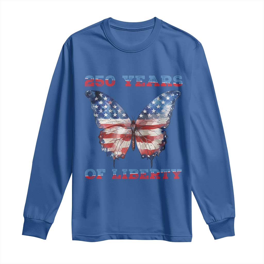 Patriotic Butterfly Long Sleeve Shirt 250 Years Of Liberty TS12 Royal Blue Print Your Wear