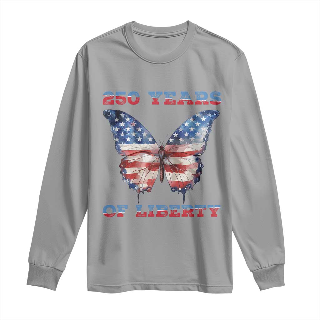 Patriotic Butterfly Long Sleeve Shirt 250 Years Of Liberty TS12 Sport Gray Print Your Wear