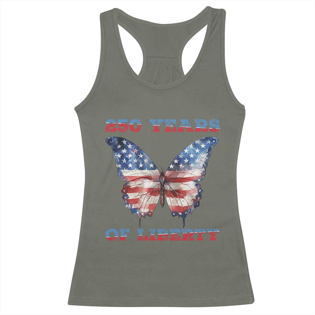 Patriotic Butterfly Racerback Tank Top 250 Years Of Liberty TS12 Military Green Print Your Wear