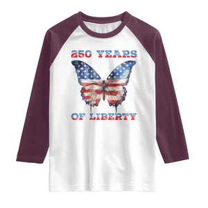 Patriotic Butterfly Raglan Shirt 250 Years Of Liberty TS12 White Maroon Print Your Wear