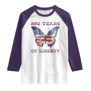 Patriotic Butterfly Raglan Shirt 250 Years Of Liberty TS12 White Purple Print Your Wear