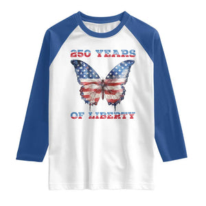 Patriotic Butterfly Raglan Shirt 250 Years Of Liberty TS12 White Royal Print Your Wear