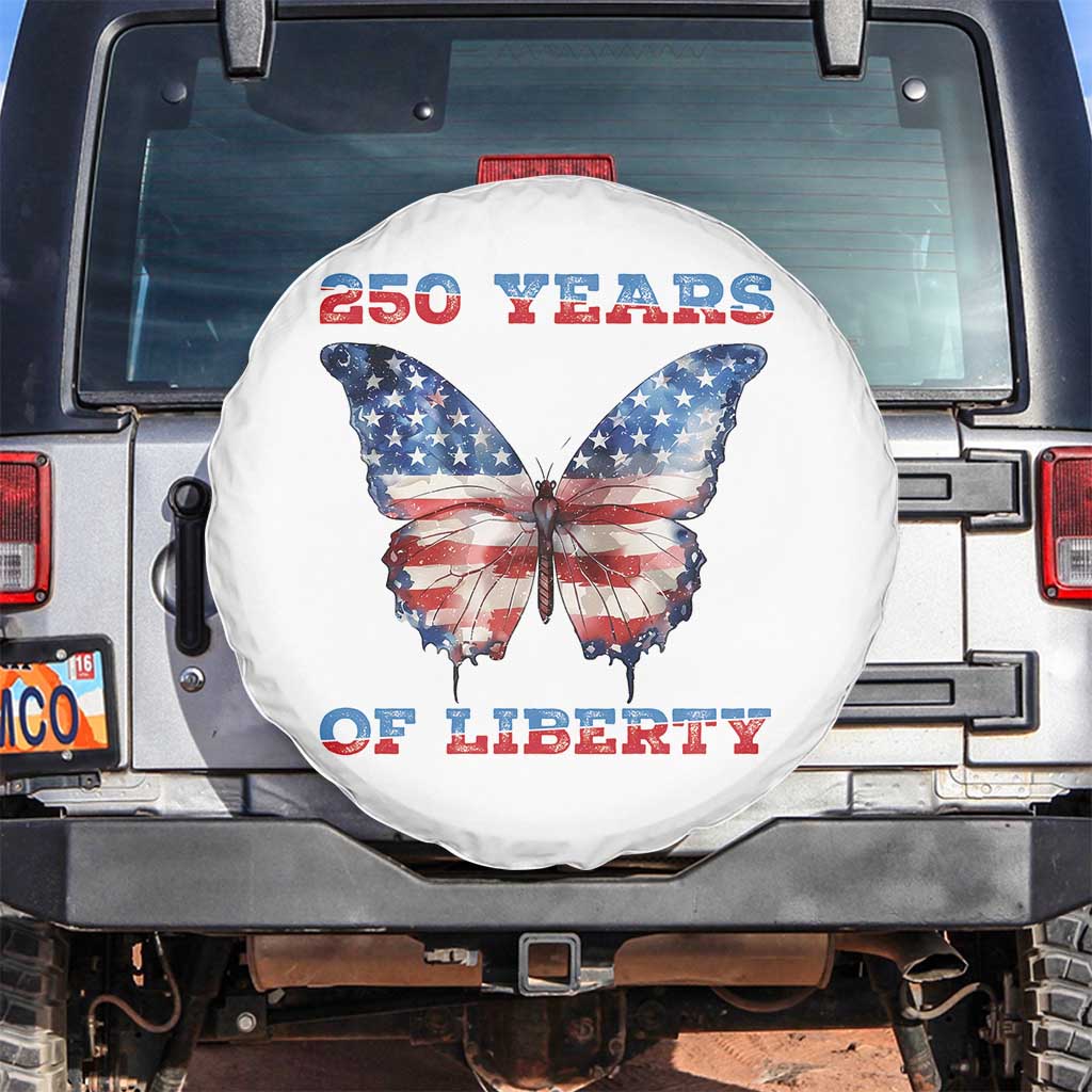 Patriotic Butterfly Spare Tire Cover 250 Years Of Liberty TS12 No hole White Print Your Wear