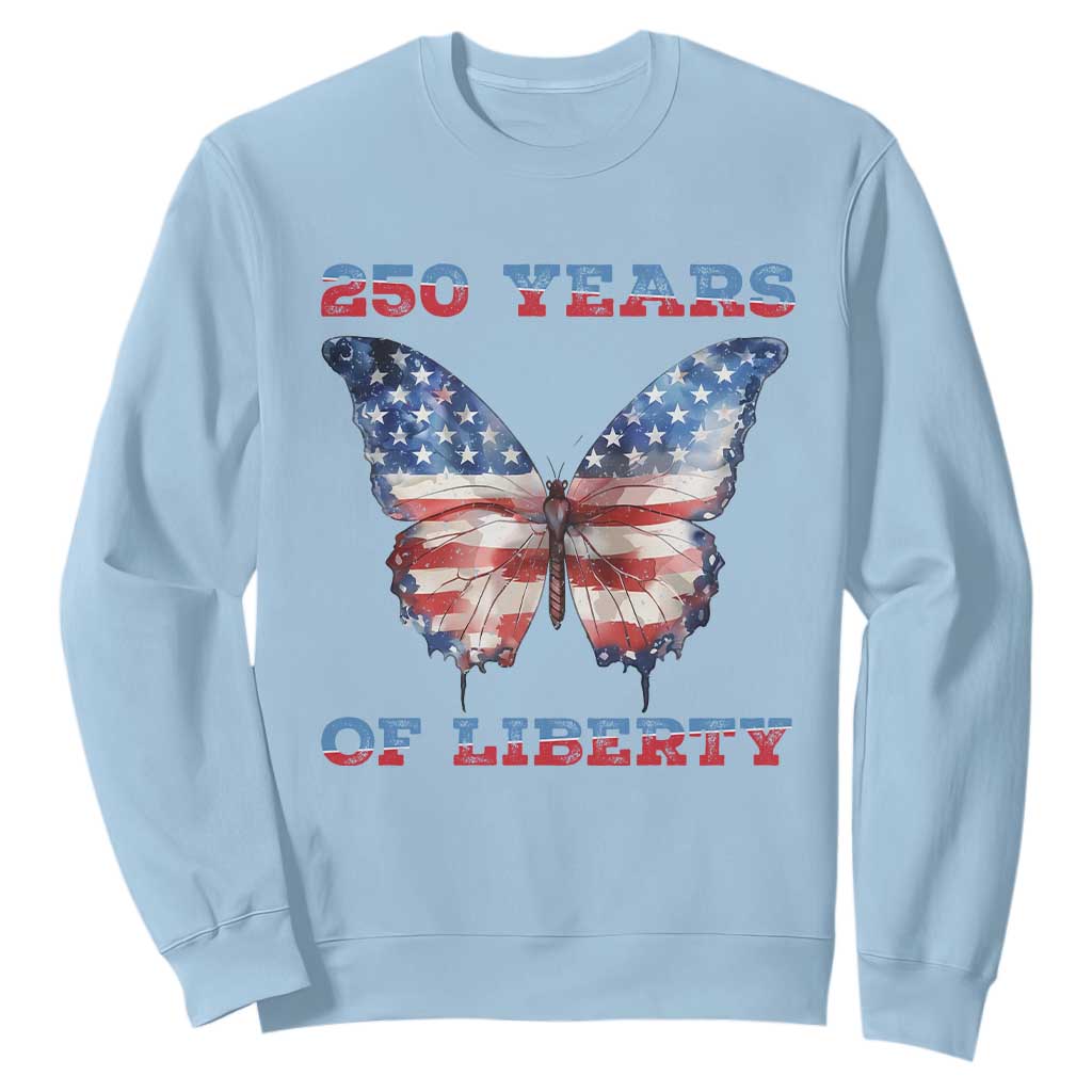 Patriotic Butterfly Sweatshirt 250 Years Of Liberty TS12 Light Blue Print Your Wear