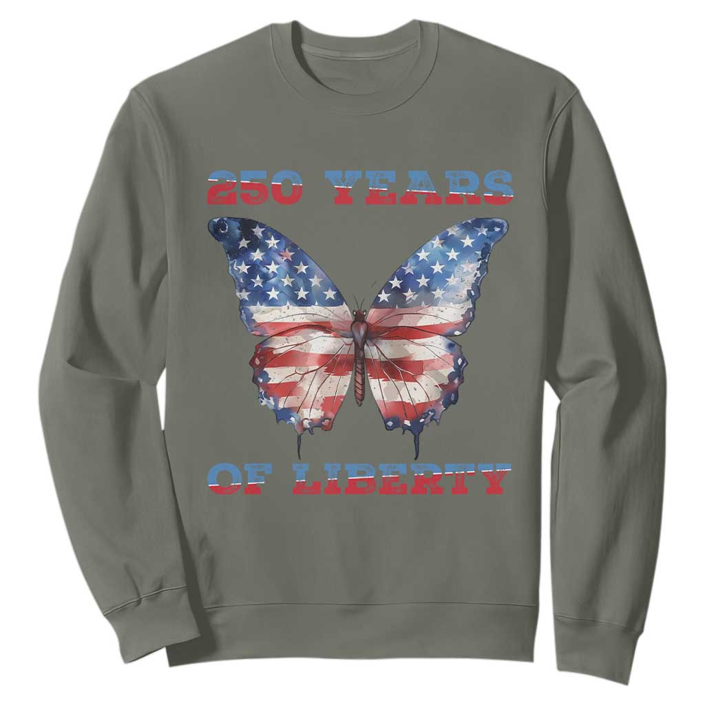 Patriotic Butterfly Sweatshirt 250 Years Of Liberty TS12 Military Green Print Your Wear