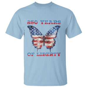 Patriotic Butterfly T Shirt 250 Years Of Liberty TS12 Light Blue Print Your Wear