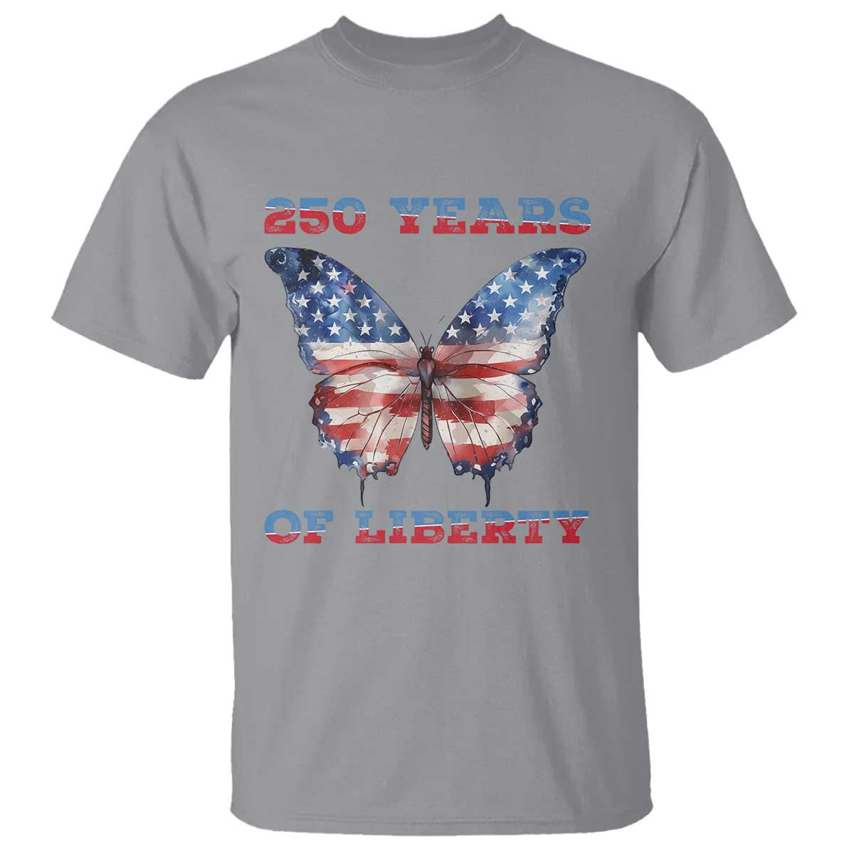 Patriotic Butterfly T Shirt 250 Years Of Liberty TS12 Sport Gray Print Your Wear