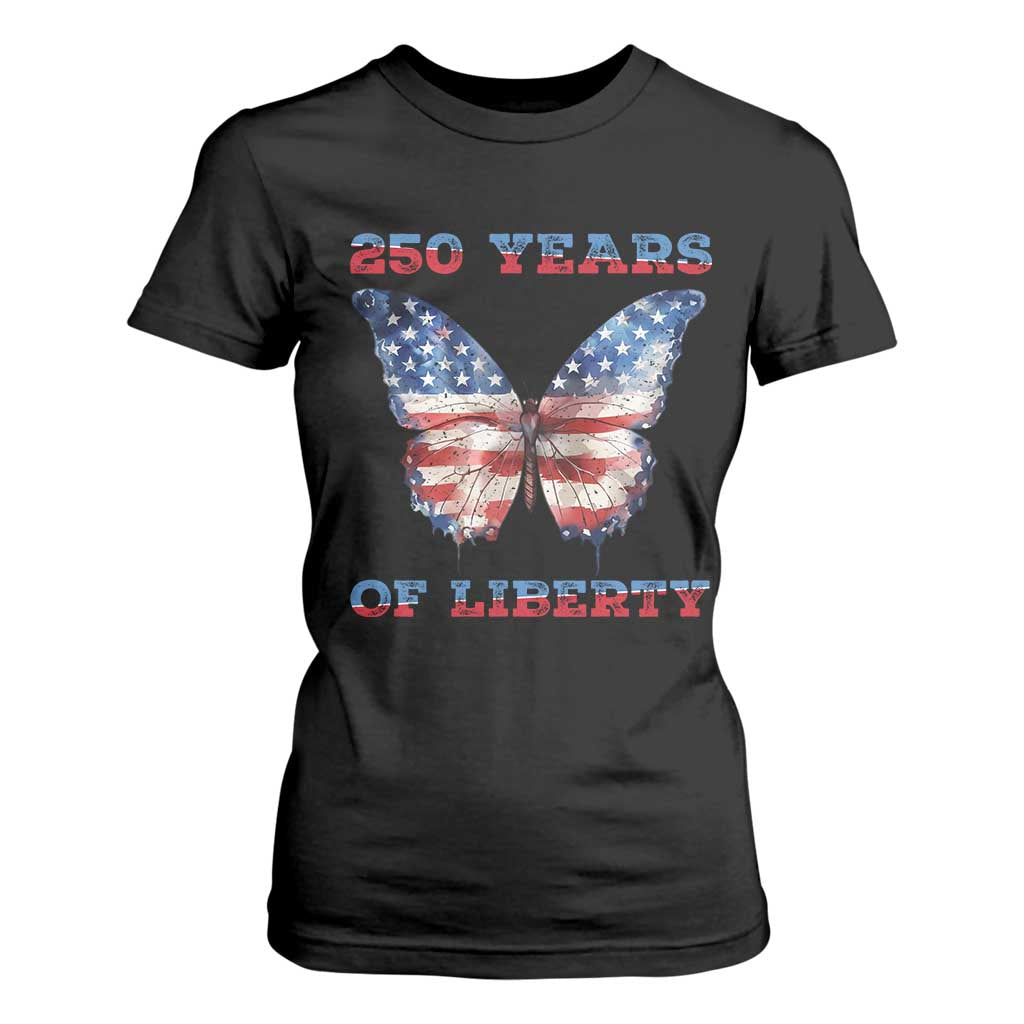 Patriotic Butterfly T Shirt For Women 250 Years Of Liberty TS12 Black Print Your Wear