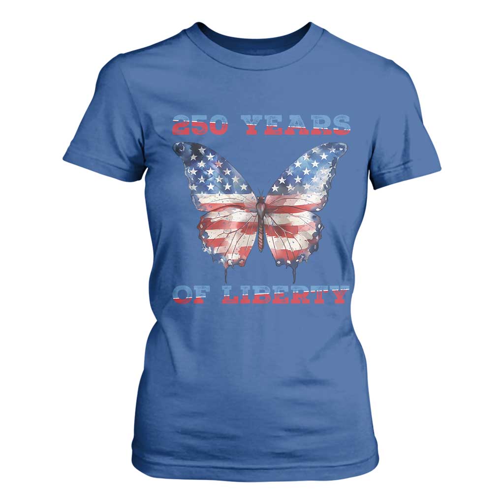 Patriotic Butterfly T Shirt For Women 250 Years Of Liberty TS12 Royal Blue Print Your Wear