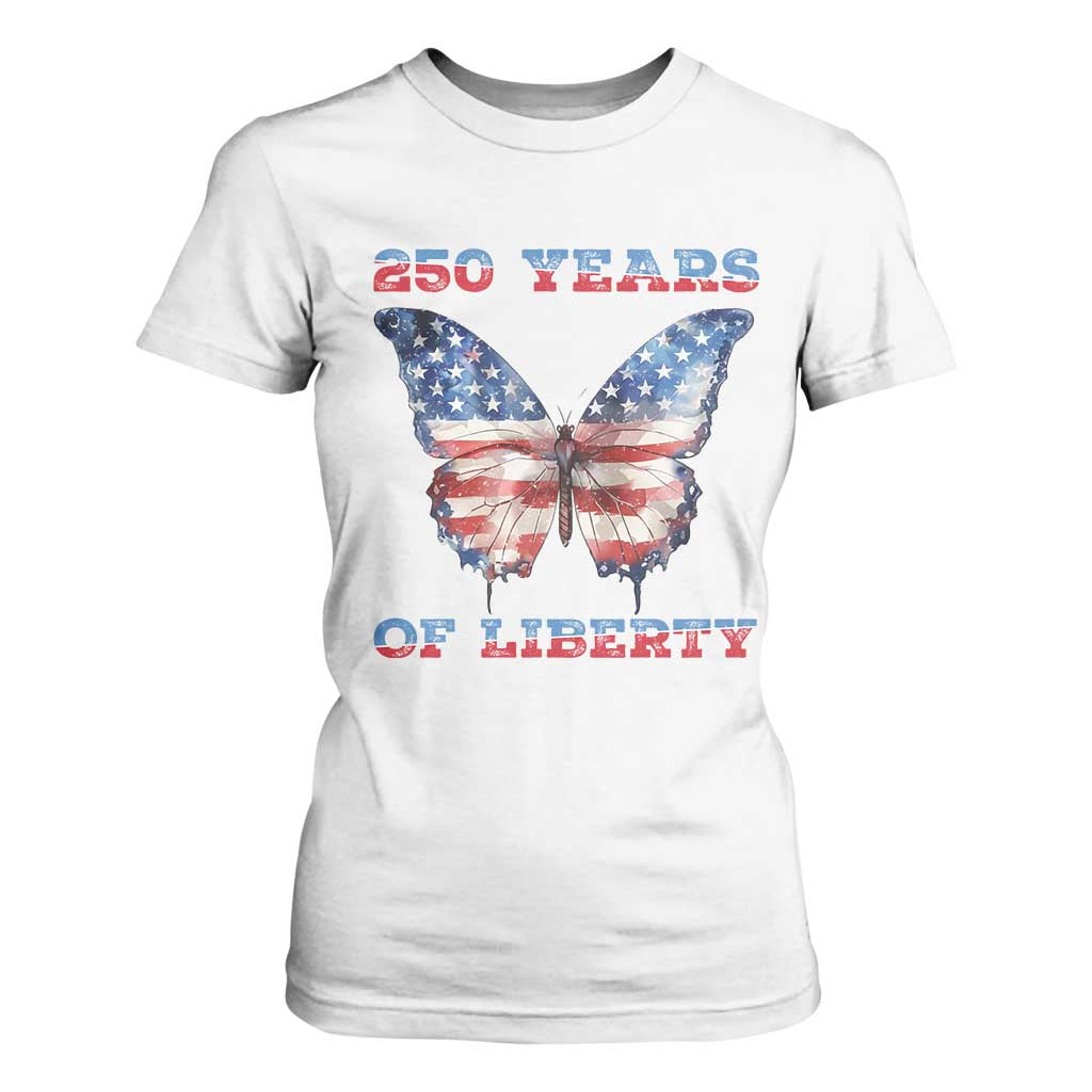 Patriotic Butterfly T Shirt For Women 250 Years Of Liberty TS12 White Print Your Wear