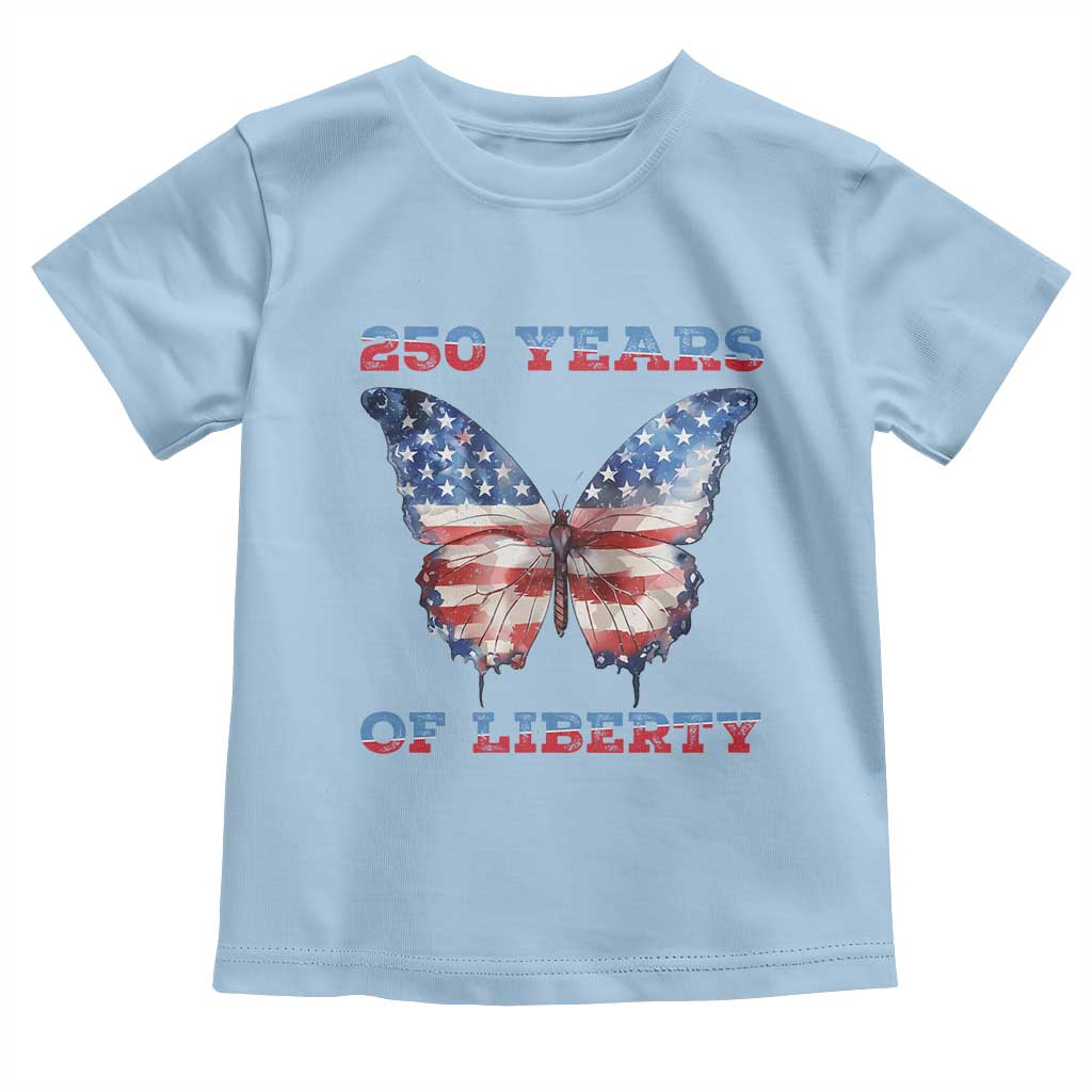 Patriotic Butterfly Toddler T Shirt 250 Years Of Liberty TS12 Light Blue Print Your Wear