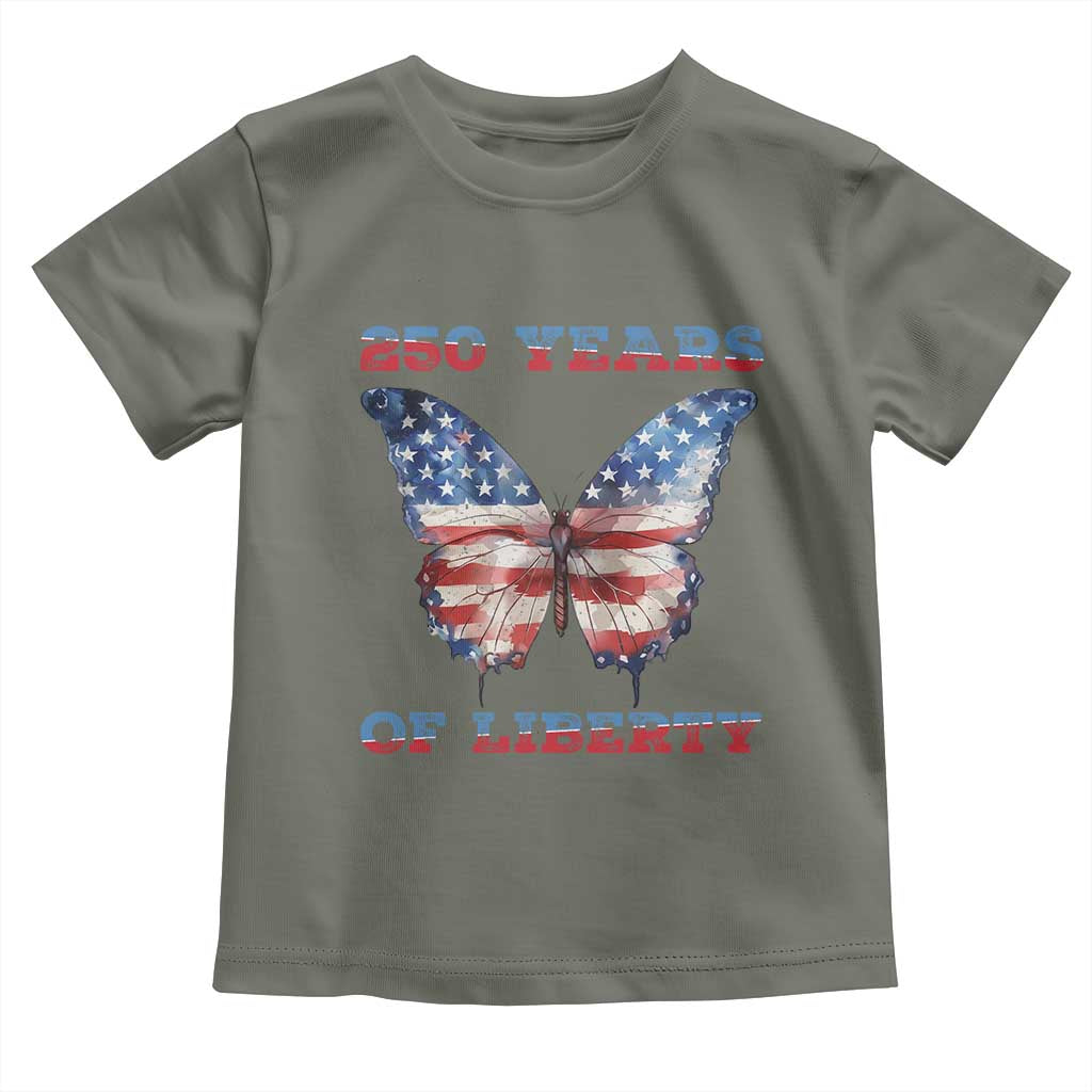 Patriotic Butterfly Toddler T Shirt 250 Years Of Liberty TS12 Military Green Print Your Wear