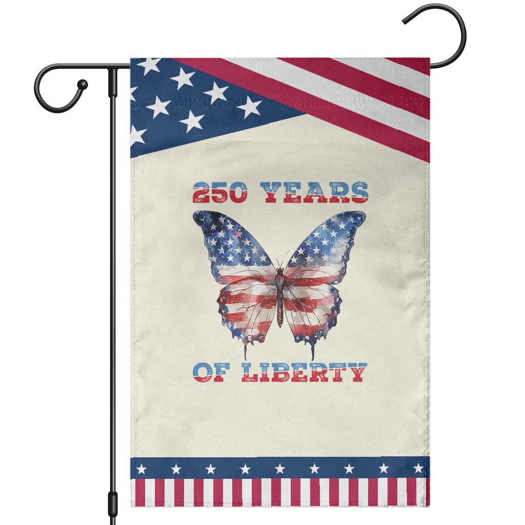 Patriotic Butterfly Garden Flag 250 Years Of Liberty TS12 Modern Beige Blue Print Your Wear