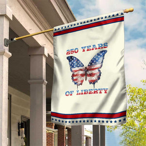 Patriotic Butterfly Garden Flag 250 Years Of Liberty TS12 Modern Beige Red Print Your Wear
