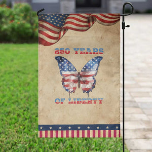 Patriotic Butterfly Garden Flag 250 Years Of Liberty TS12 Vintage Rustic Tan Navy Print Your Wear
