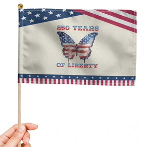 Patriotic Butterfly Patriotic Handheld Flag 250 Years Of Liberty TS12 Modern 8.2" × 5.5" Beige Blue Print Your Wear