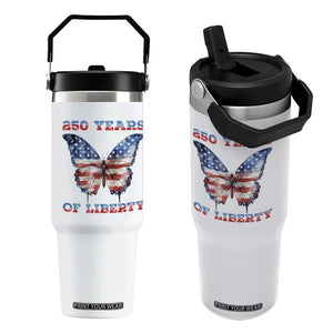 Patriotic Butterfly Flip Straw Tumbler 250 Years Of Liberty TS12 One Size: 30 oz White Print Your Wear