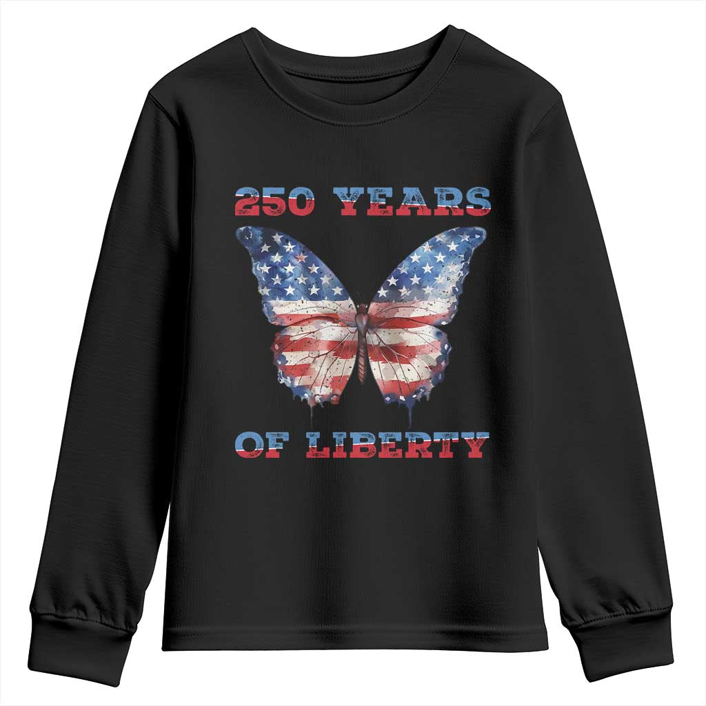Patriotic Butterfly Youth Sweatshirt 250 Years Of Liberty TS12 Black Print Your Wear
