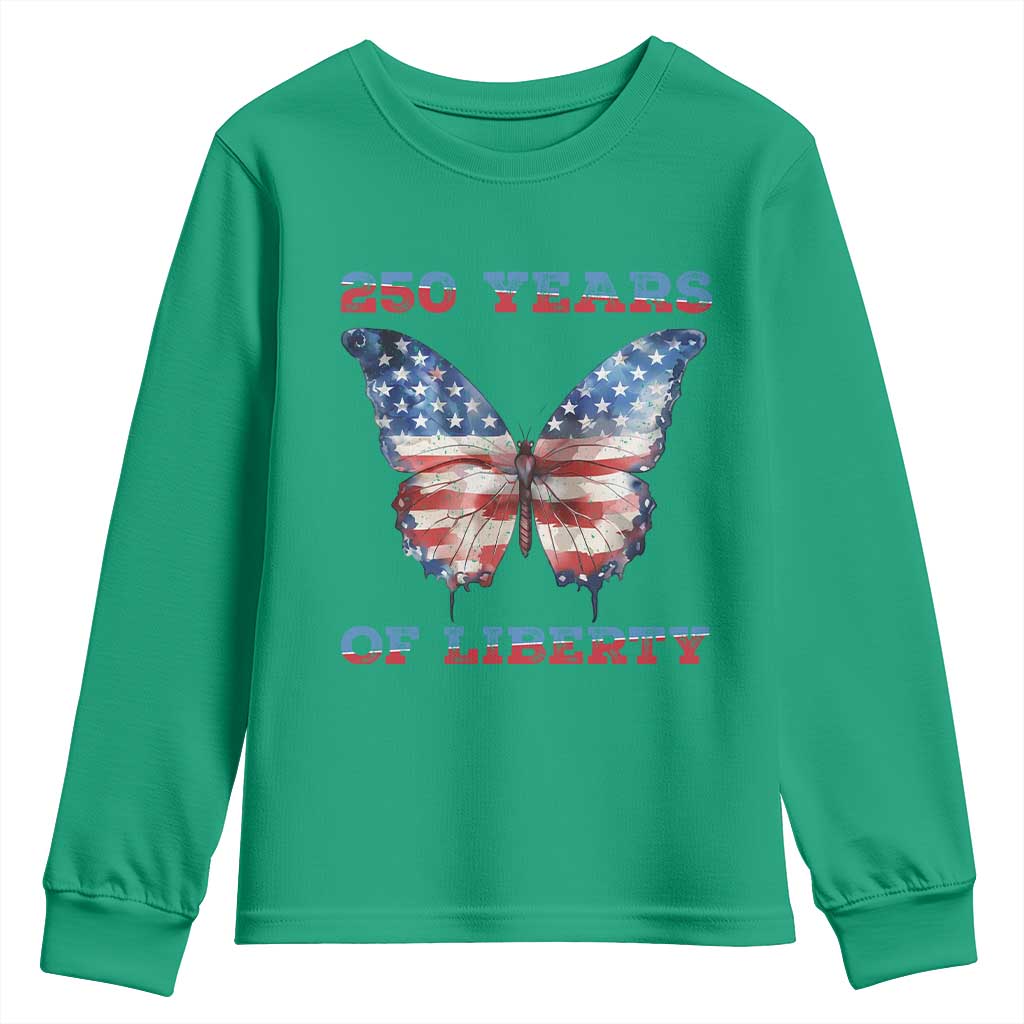 Patriotic Butterfly Youth Sweatshirt 250 Years Of Liberty TS12 Irish Green Print Your Wear