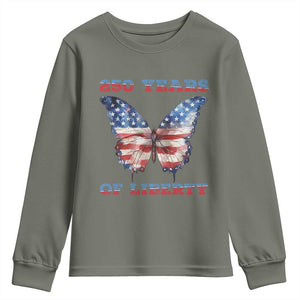 Patriotic Butterfly Youth Sweatshirt 250 Years Of Liberty TS12 Military Green Print Your Wear