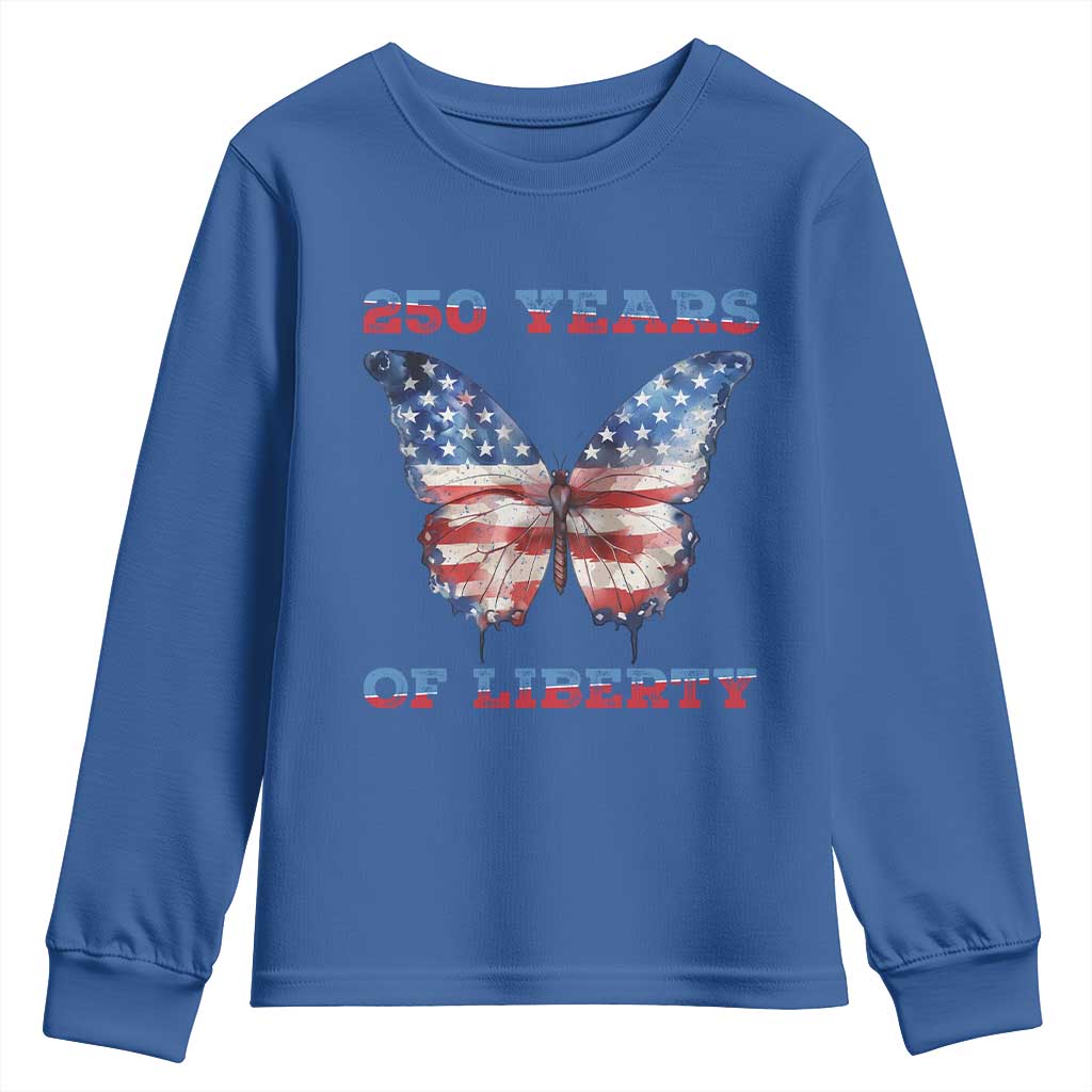 Patriotic Butterfly Youth Sweatshirt 250 Years Of Liberty TS12 Royal Blue Print Your Wear