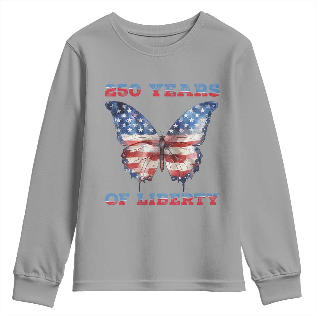 Patriotic Butterfly Youth Sweatshirt 250 Years Of Liberty TS12 Sport Gray Print Your Wear