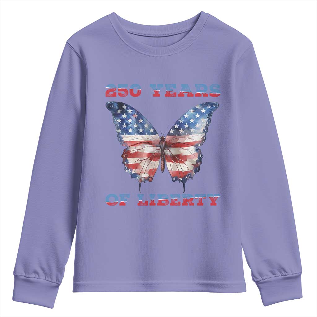Patriotic Butterfly Youth Sweatshirt 250 Years Of Liberty TS12 Violet Print Your Wear