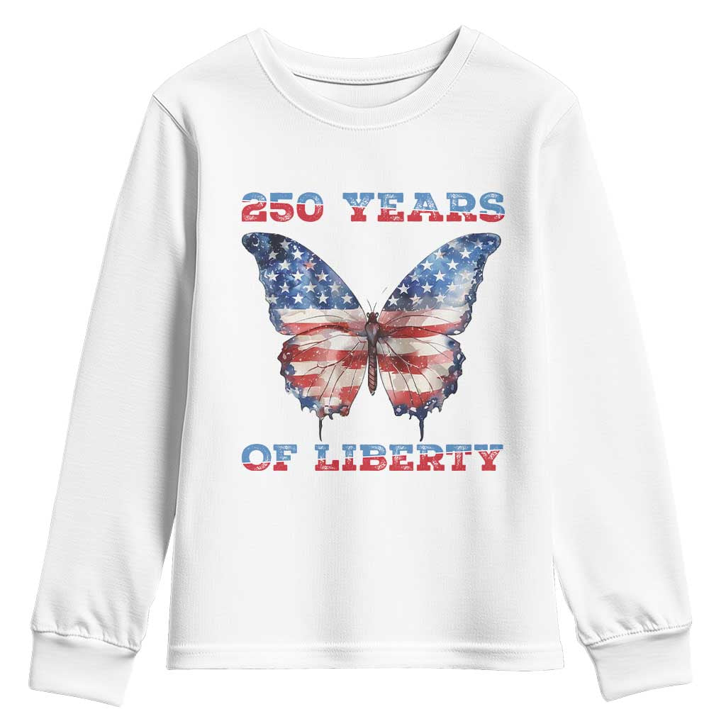 Patriotic Butterfly Youth Sweatshirt 250 Years Of Liberty TS12 White Print Your Wear