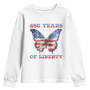 Patriotic Butterfly Youth Sweatshirt 250 Years Of Liberty TS12 White Print Your Wear