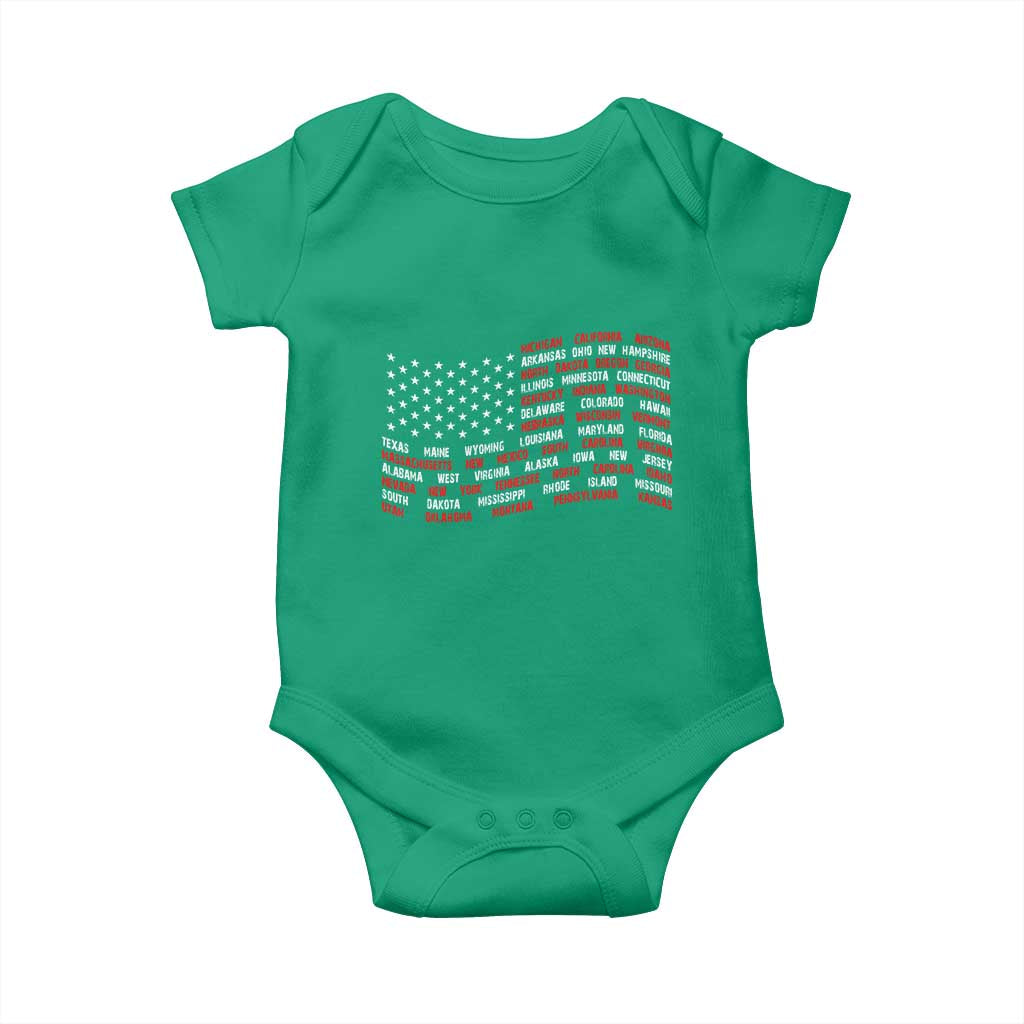 Vintage American Flag 50 States Baby Onesie Patriotic Gift TS12 Irish Green Print Your Wear
