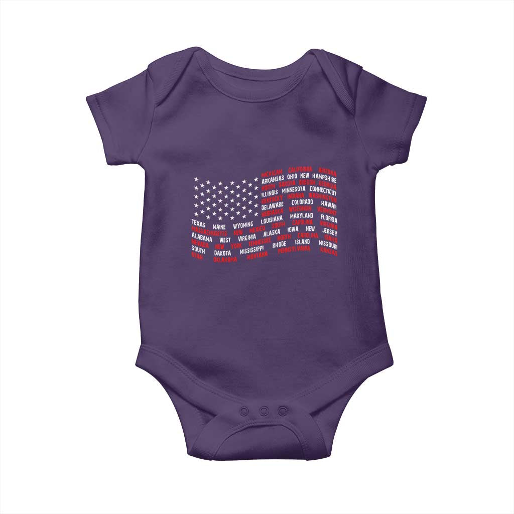 Vintage American Flag 50 States Baby Onesie Patriotic Gift TS12 Purple Print Your Wear