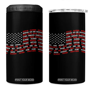 Vintage American Flag 50 States 4 in 1 Can Cooler Tumbler Patriotic Gift TS12 One Size: 16 oz Black Print Your Wear