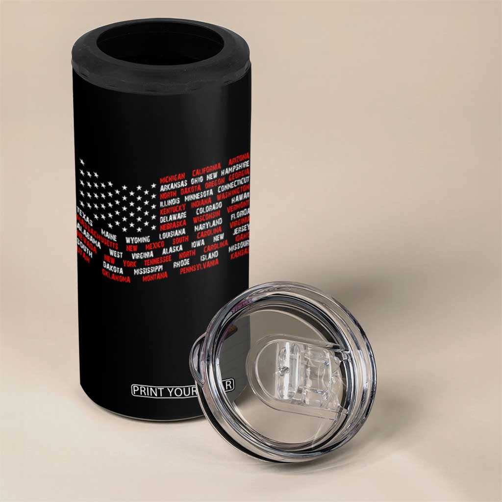 Vintage American Flag 50 States 4 in 1 Can Cooler Tumbler Patriotic Gift TS12 Print Your Wear