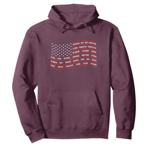Vintage American Flag 50 States Hoodie Patriotic Gift TS12 Maroon Print Your Wear