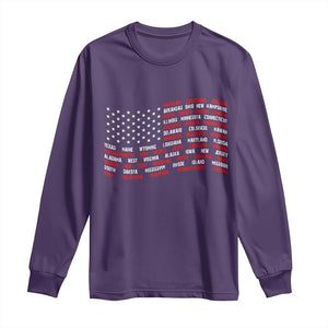Vintage American Flag 50 States Long Sleeve Shirt Patriotic Gift TS12 Purple Print Your Wear