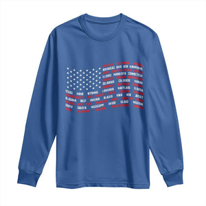 Vintage American Flag 50 States Long Sleeve Shirt Patriotic Gift TS12 Royal Blue Print Your Wear
