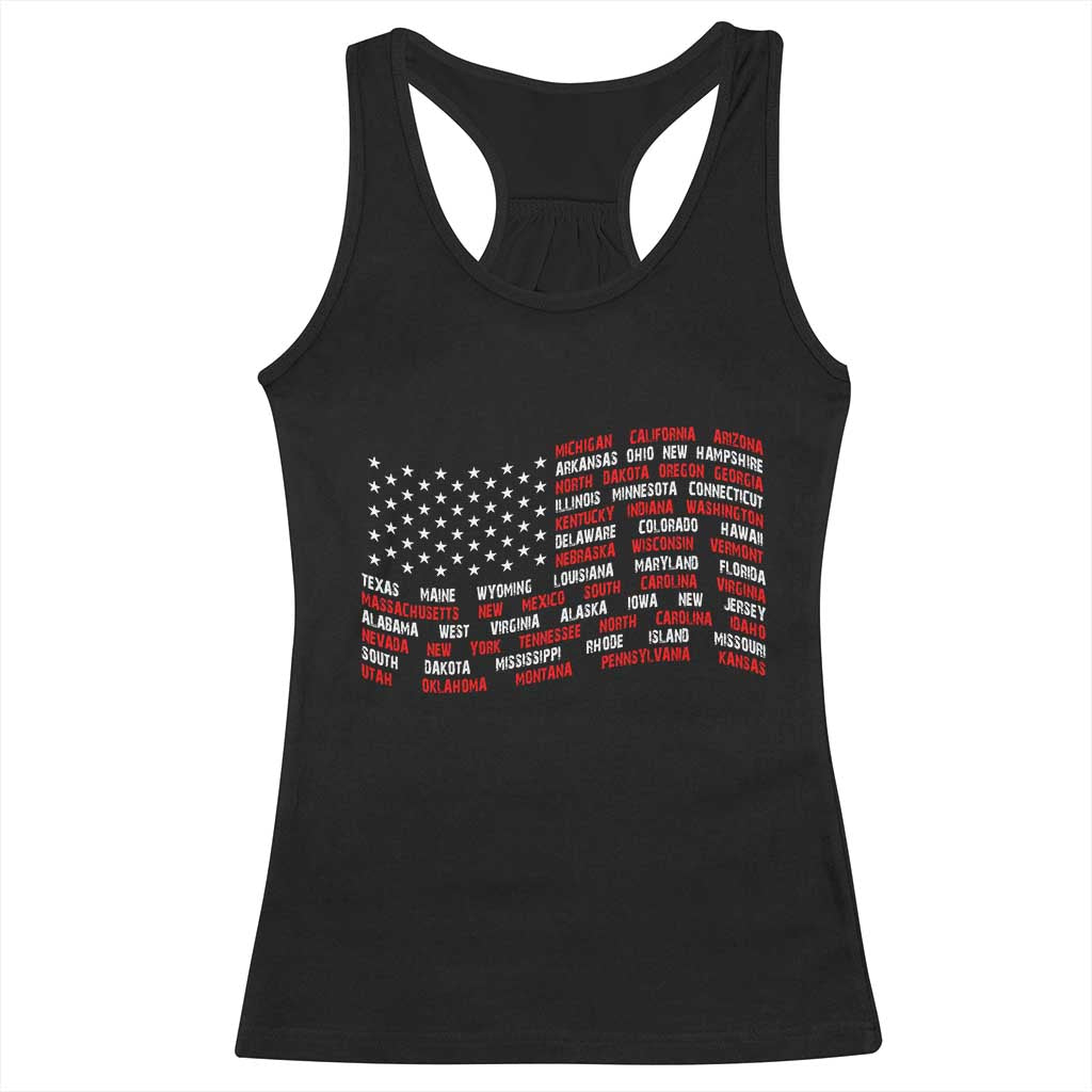 Vintage American Flag 50 States Racerback Tank Top Patriotic Gift TS12 Black Print Your Wear