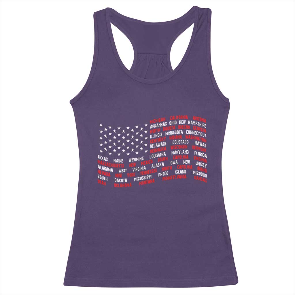Vintage American Flag 50 States Racerback Tank Top Patriotic Gift TS12 Purple Print Your Wear
