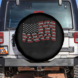Vintage American Flag 50 States Spare Tire Cover Patriotic Gift TS12 No hole Black Print Your Wear